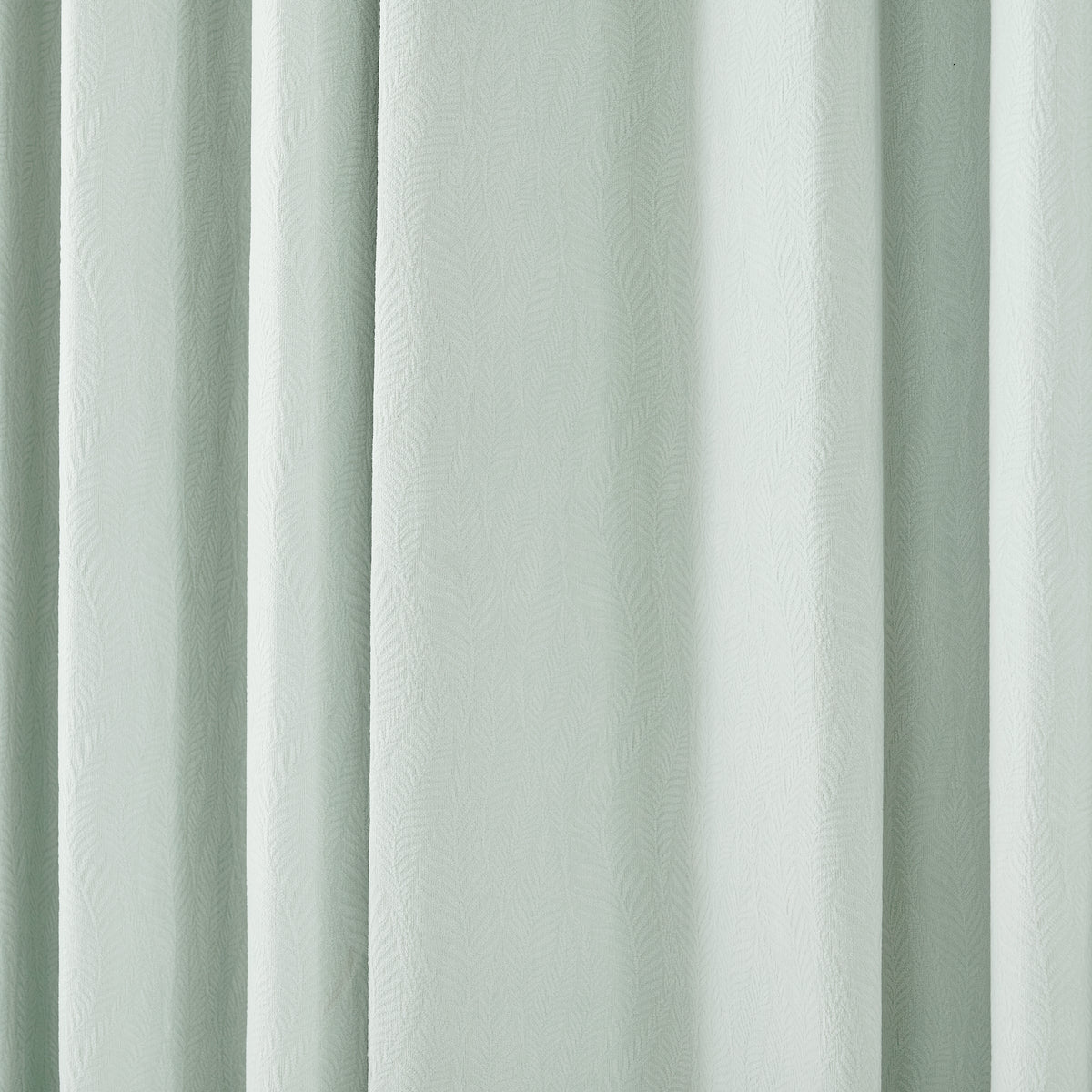 Cordelia Sculpted Chenille Blackout Curtains in Seafoam, drape close up