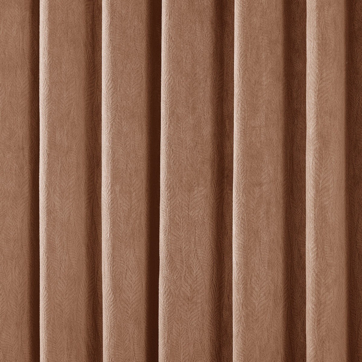 Cordelia Sculpted Chenille Blackout Curtains in Cocoa, drape close up