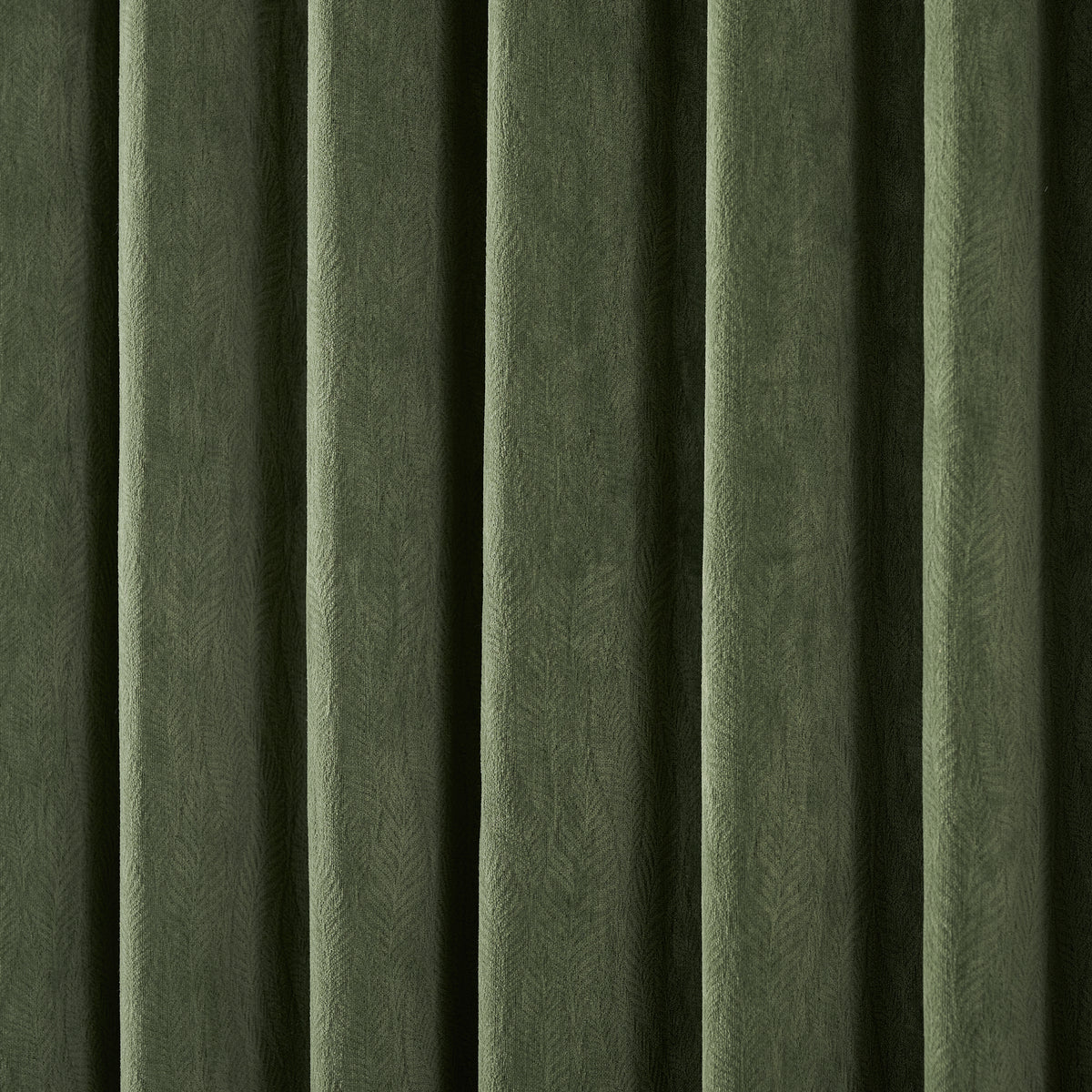 Cordelia Sculpted Chenille Blackout Curtains in Forest, drape close up