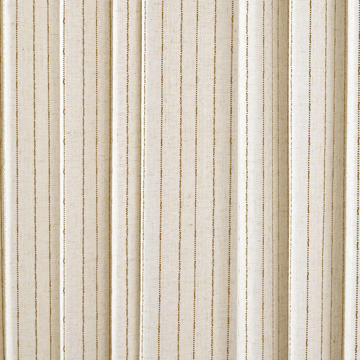 Ansel Pinstripe Weave Curtains in Ivory, drape close up