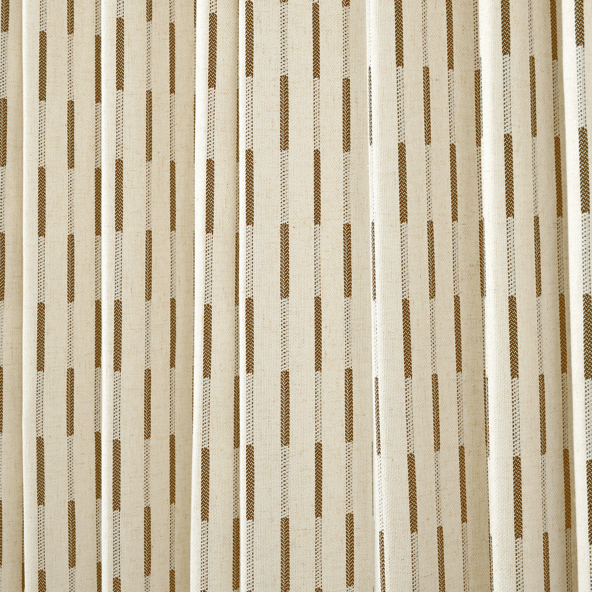 Ansel Dash Stripe Weave Curtains in Caramel, drape close up