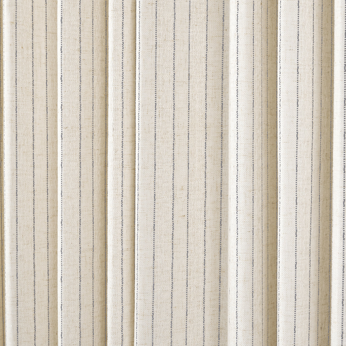 Ansel Pinstripe Weave Curtains in Cool Ivory, drape close up