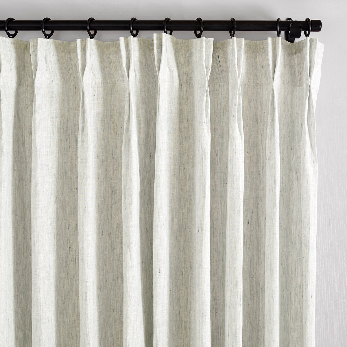Rafe Slubbed Pure Linen Curtains in Chalk, pleated header close up