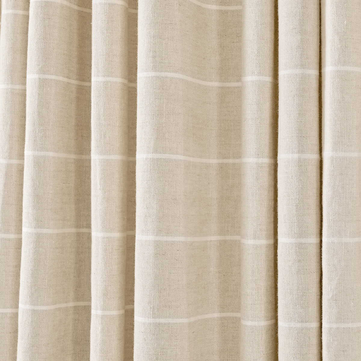 Carrick Striped Pure Linen Curtains in Flax Solid, drape close up