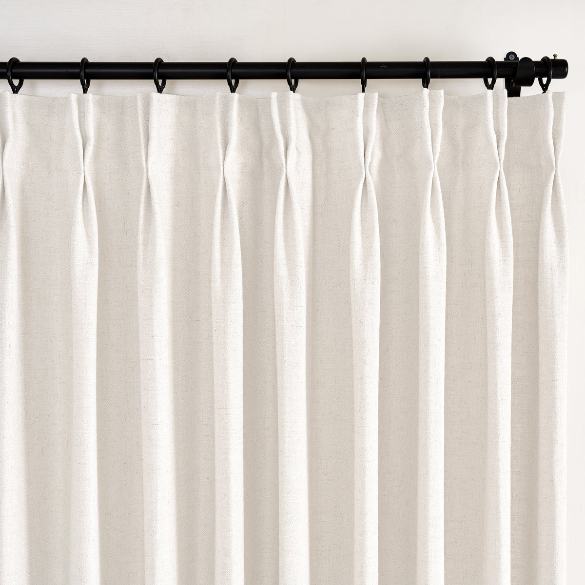 Lockwood Linen-Look Weave Curtains in Ivory, pleated header close up