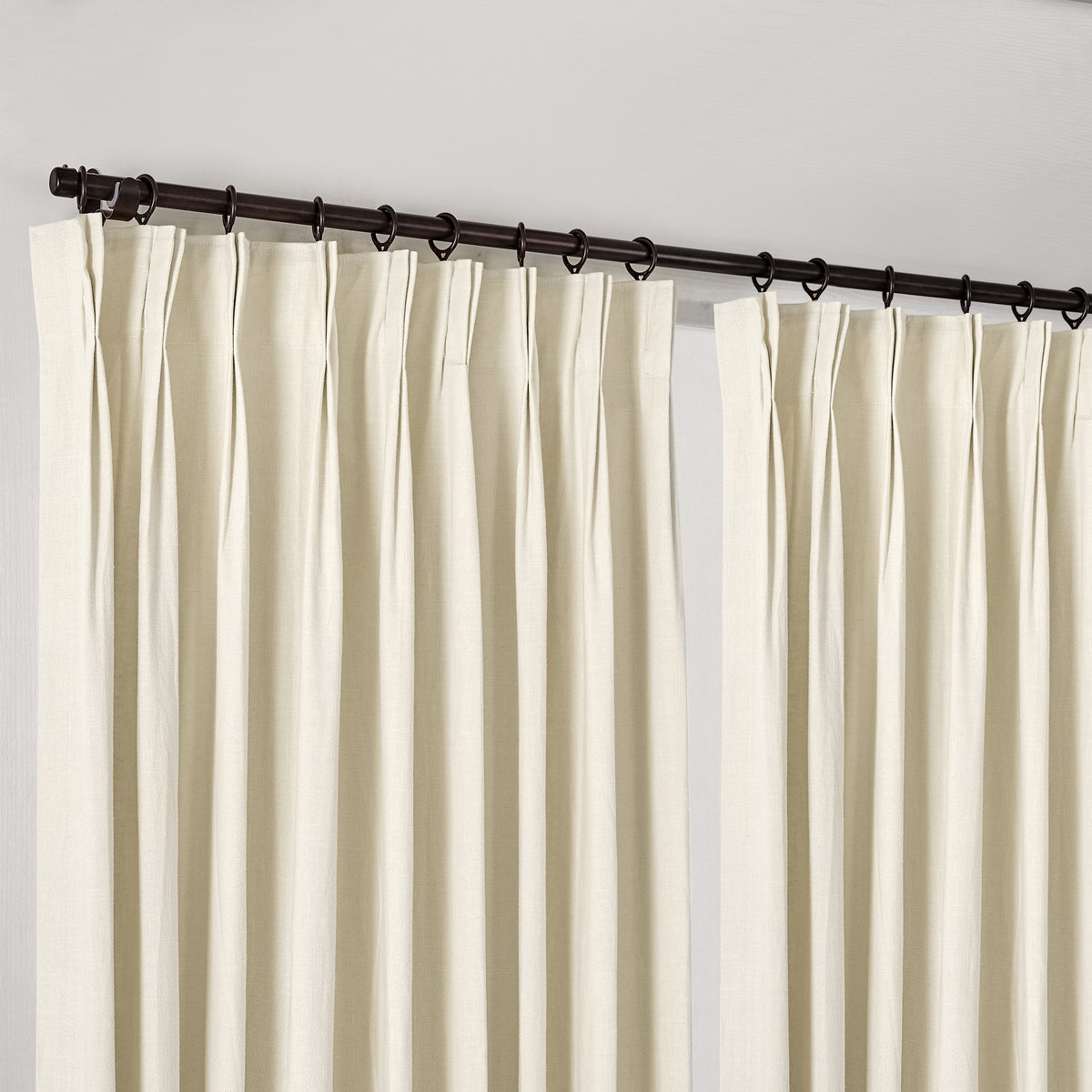 Edwina Linen-Cotton Curtains in Celadon Cream, hanging at the window