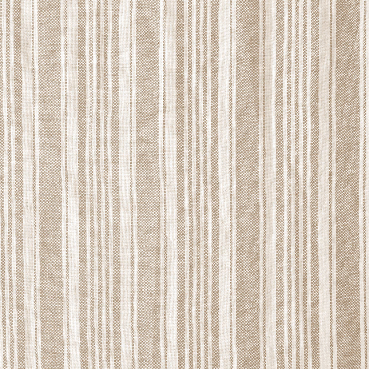 Carrick Striped Pure Linen Curtains in Flax Ticking, weave close up