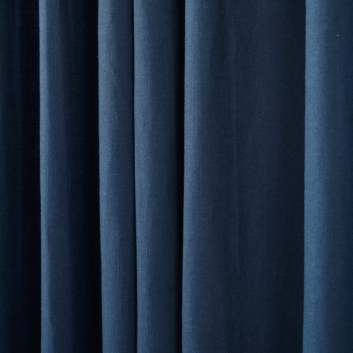 Edwina Linen-Cotton Curtains in Navy, drape close up