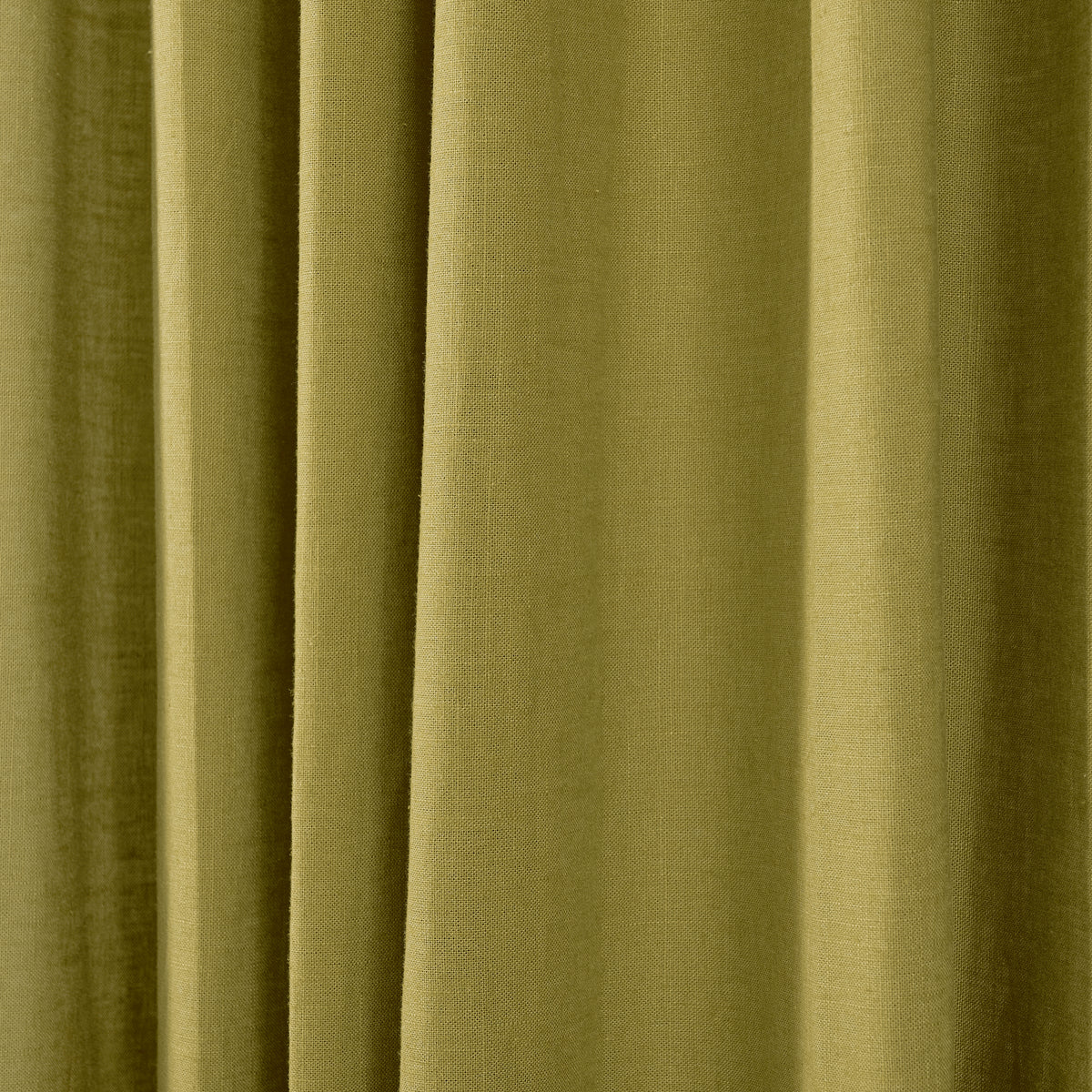 Edwina Linen-Cotton Curtains in Olive, drape close up