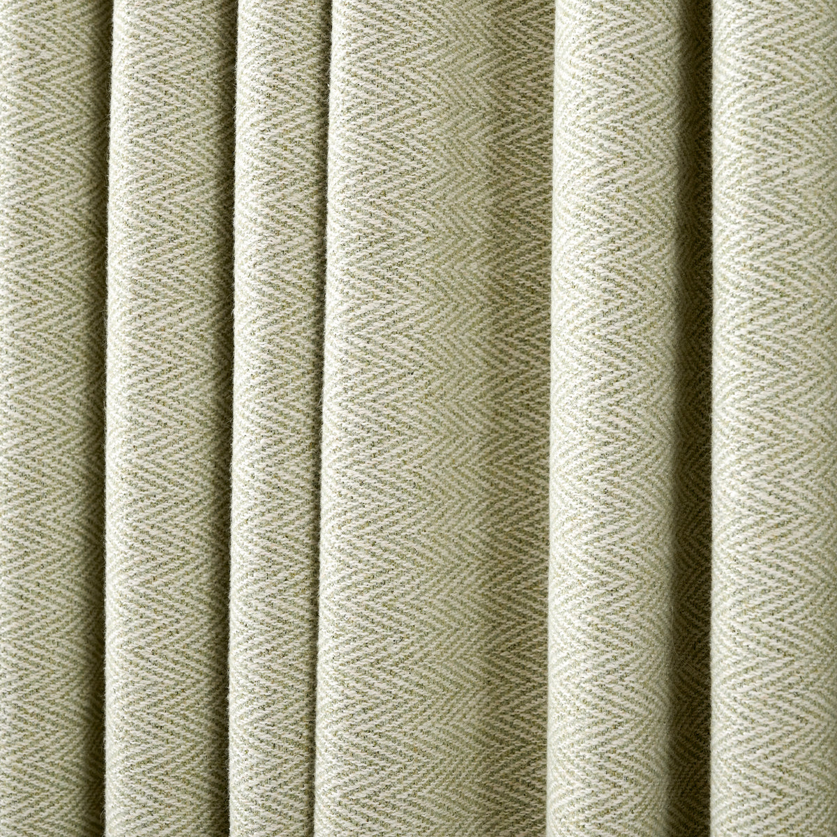 Pembroke Herringbone Weave Curtains in Pale Olive, drape close up