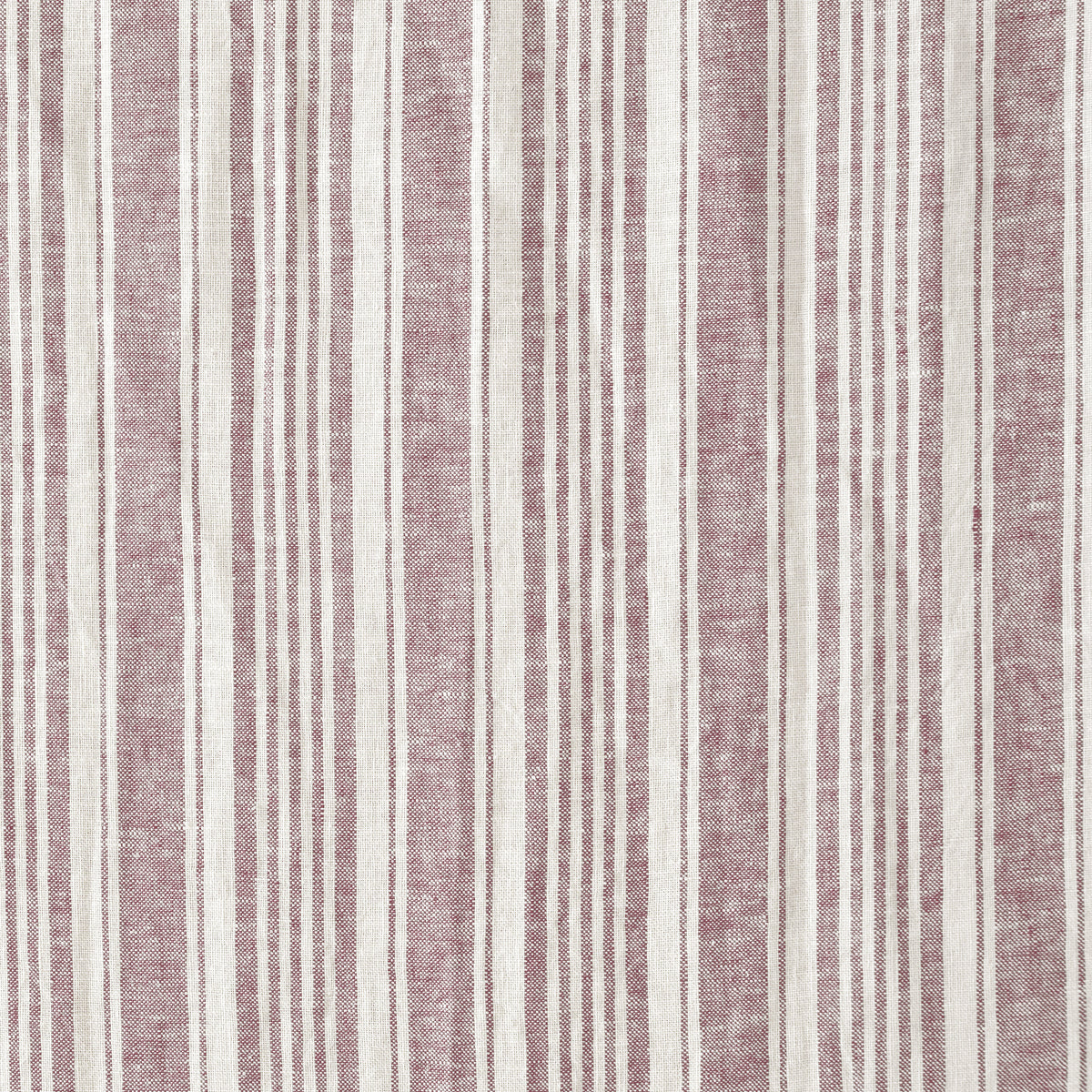 Carrick Striped Pure Linen Curtains in Mulberry Ticking, weave close up