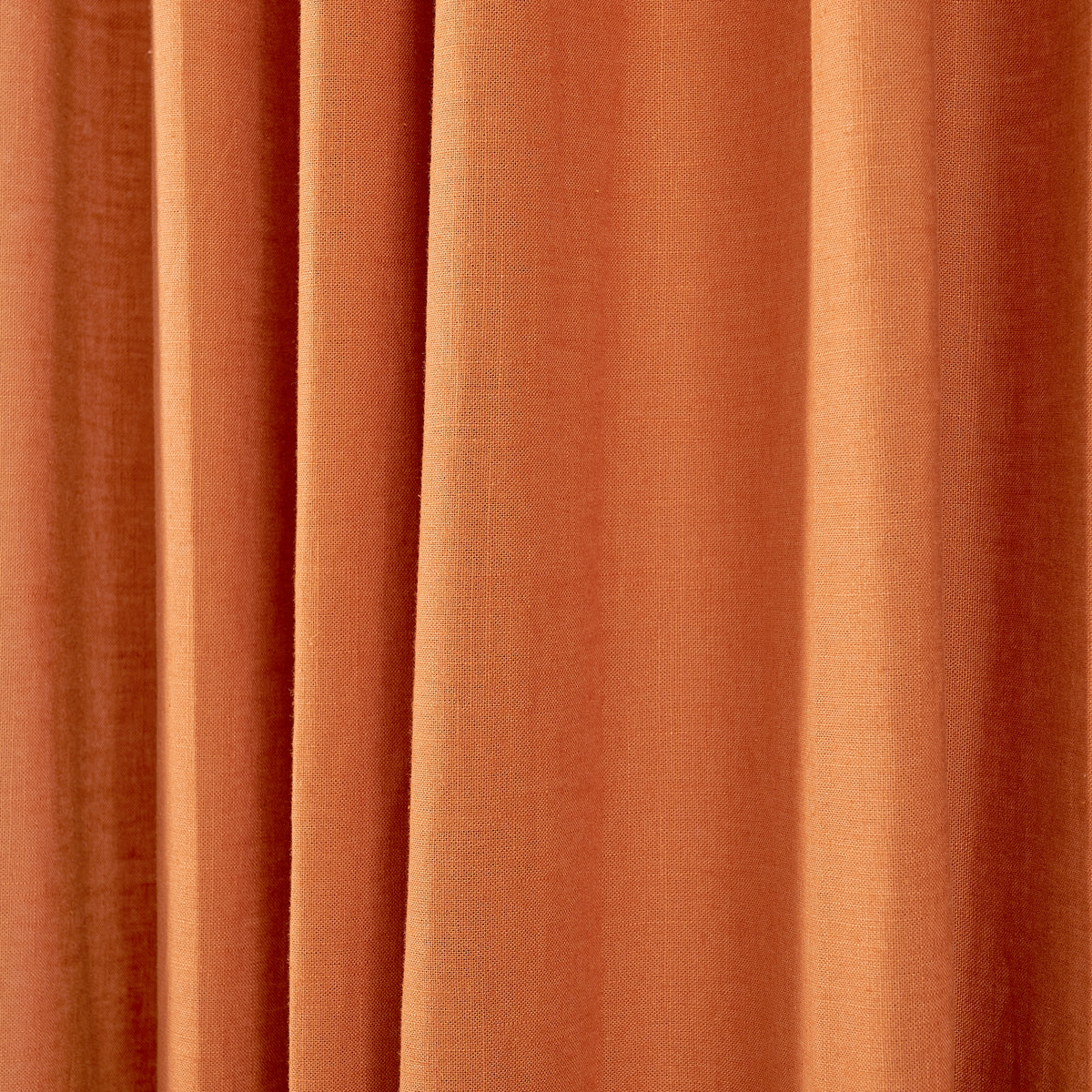 Edwina Linen-Cotton Curtains in Burnt Orange, drape close up