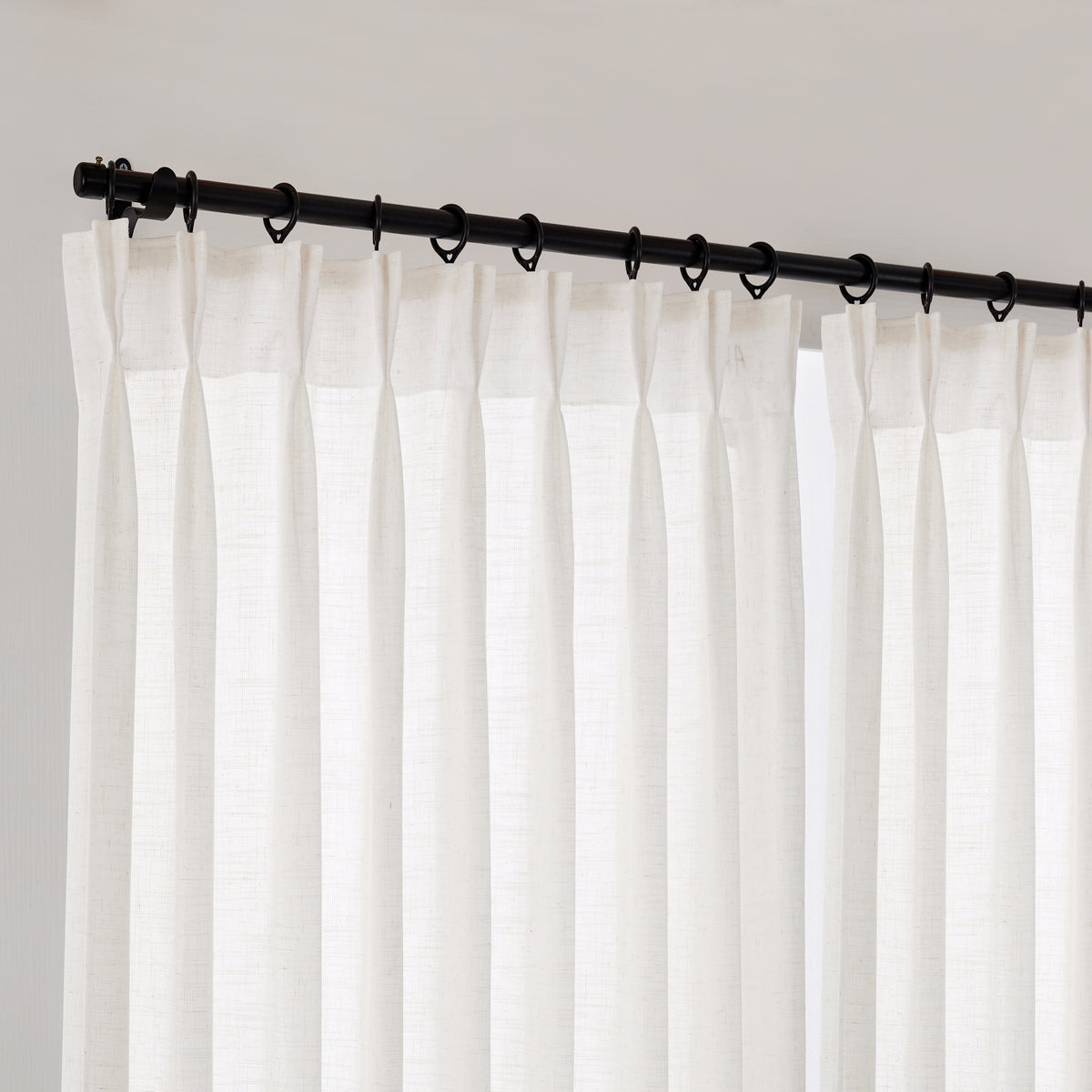 Barnaby Rustic Weave Curtains in Greige, hanging at the window