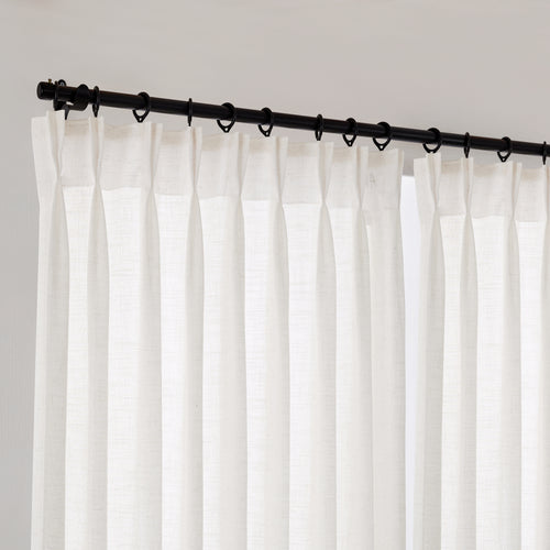 Barnaby Rustic Weave Curtains in Greige, hanging at the window