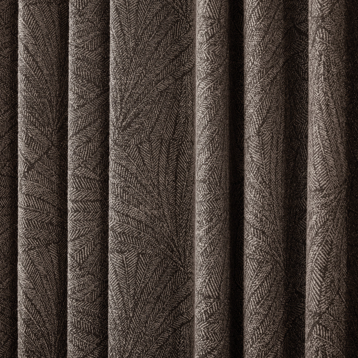Bramwell Leaf Jacquard Blackout Curtains in Espresso, drape close up