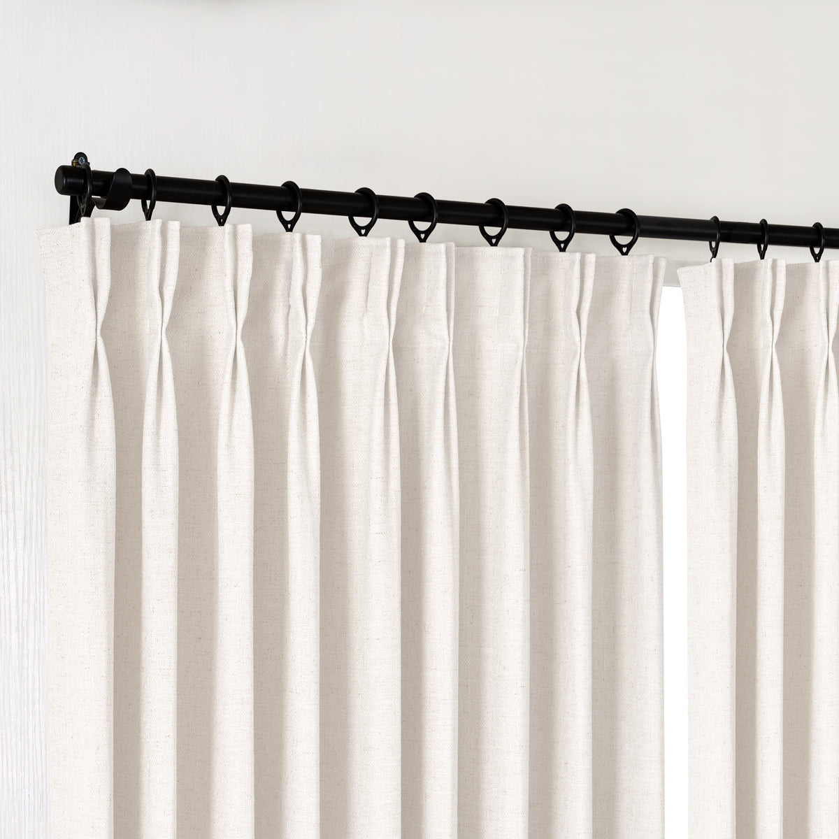 Lockwood Linen-Look Weave Curtains in Ivory, hanging at the window
