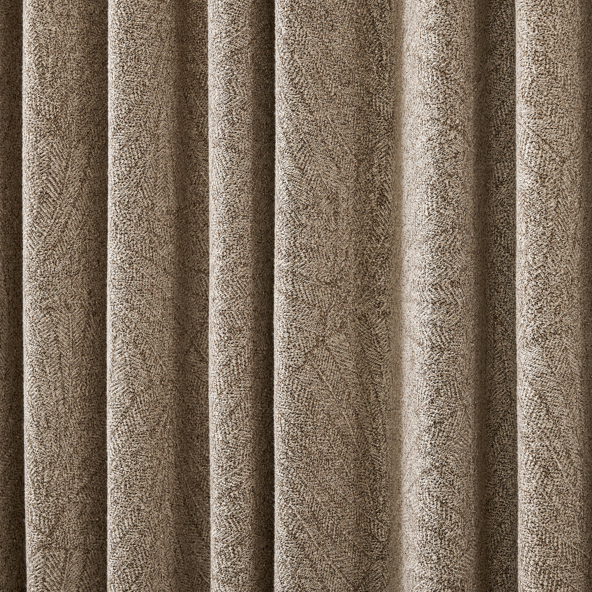 Bramwell Leaf Jacquard Blackout Curtains in Cocoa, drape close up