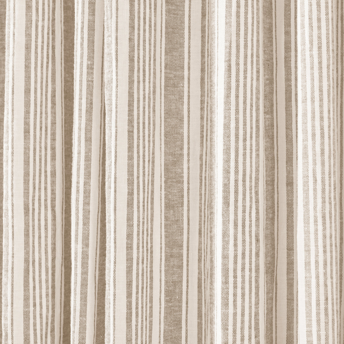 Carrick Striped Pure Linen Curtains in Flax Ticking, drape close up