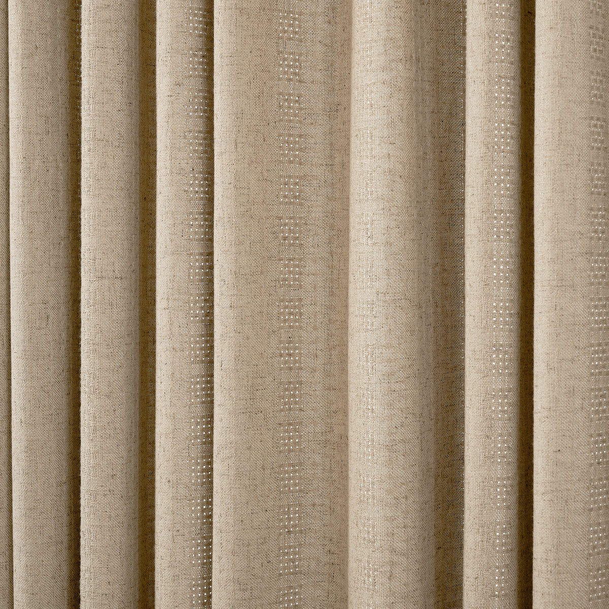 Ansel Eyelet Weave Curtains in Stone, drape close up