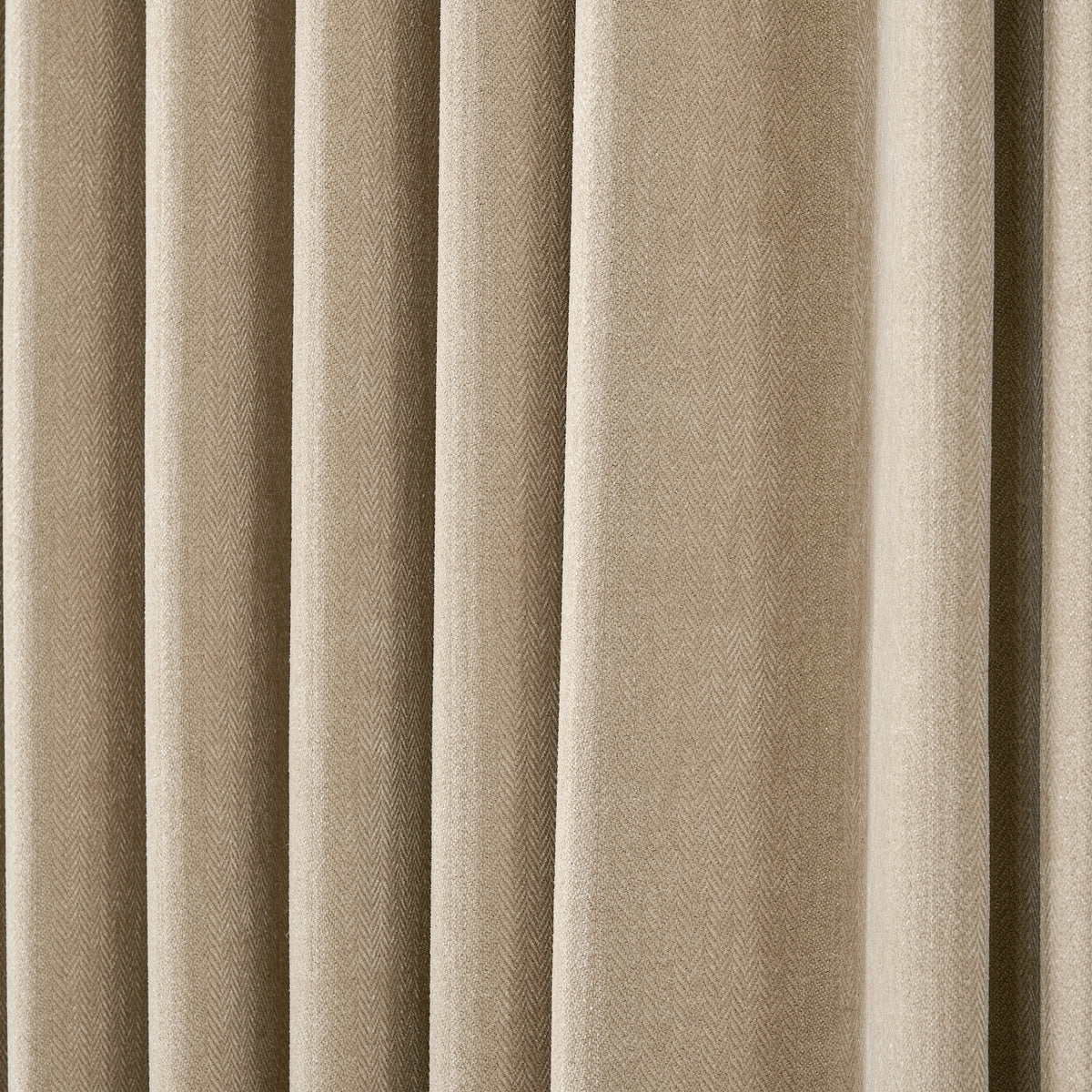 Hadleigh Herringbone Blackout Curtains in Flax, drape close up
