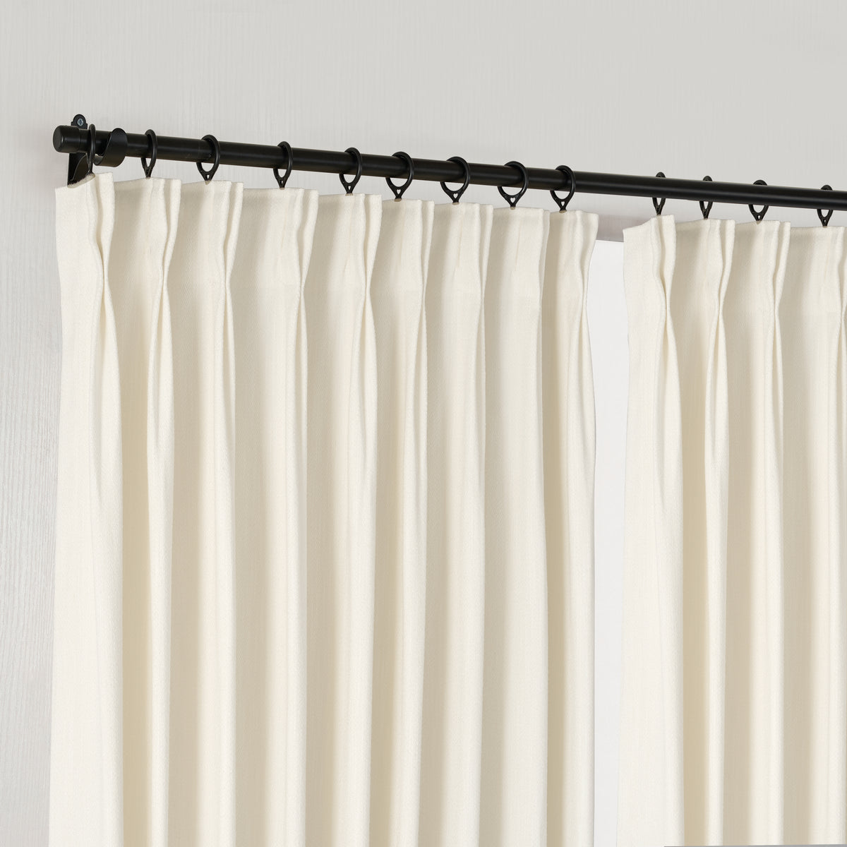 Laurence Heathered Weave Curtains in Ivory, hanging at the window