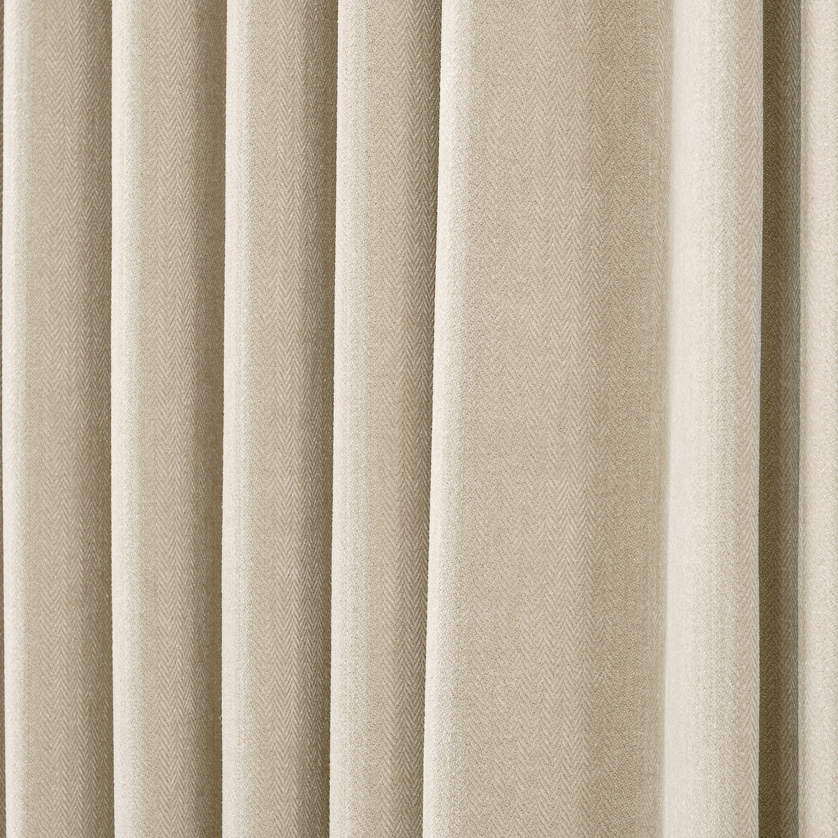 Hadleigh Herringbone Blackout Curtains in Oat, drape close up