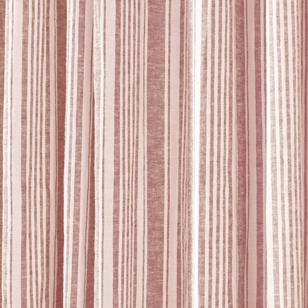 Carrick Striped Pure Linen Curtains in Madder Ticking, drape close up