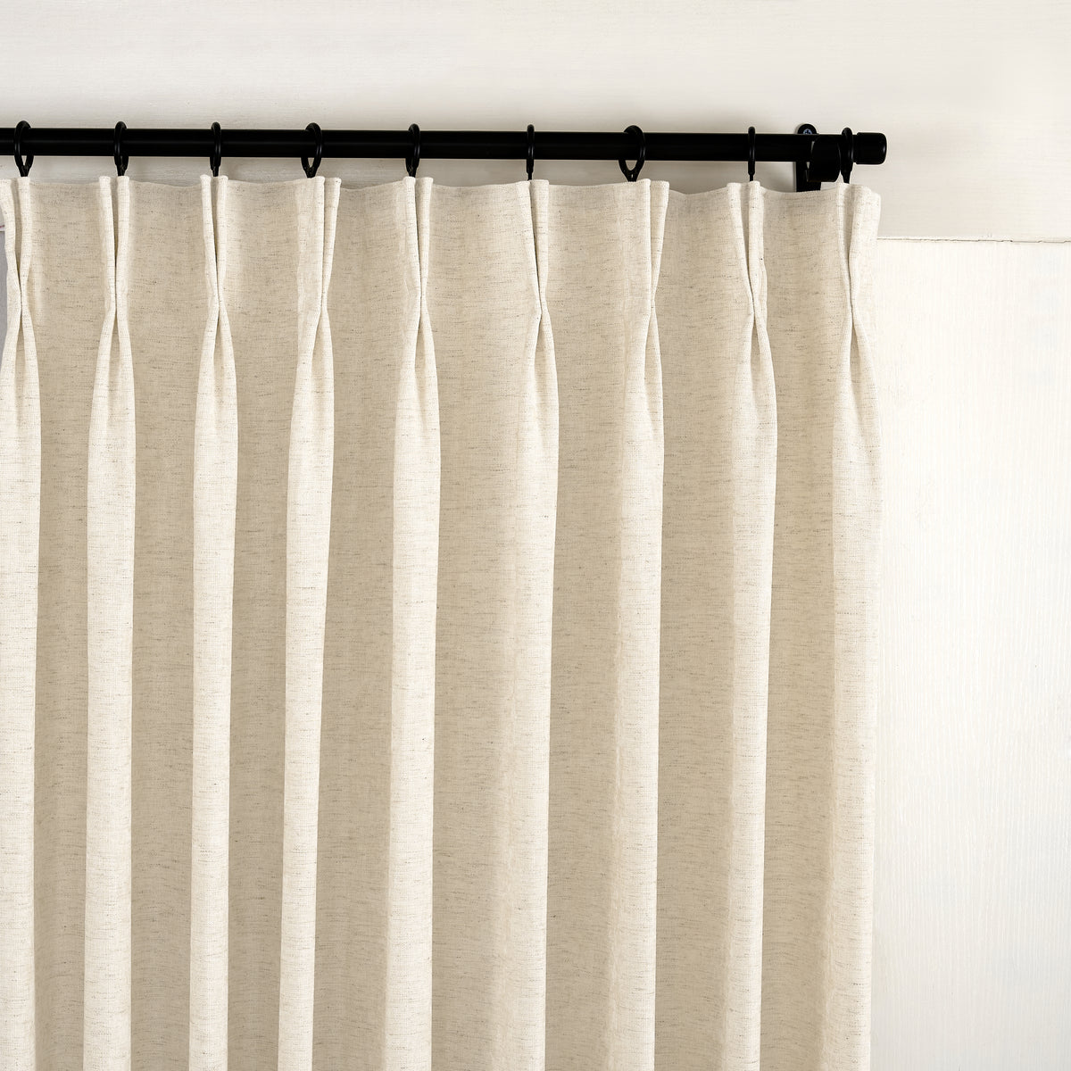 Prentiss Reversible Slub Curtains in Ivory, pleated header close up