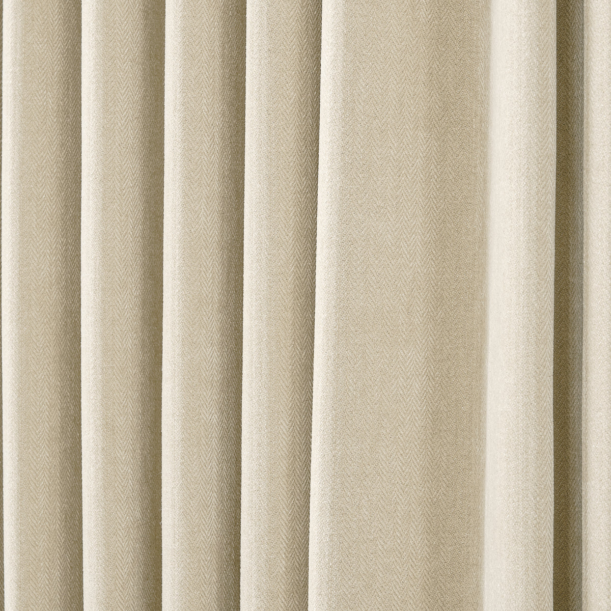 Hadleigh Herringbone Blackout Curtains in Ivory, drape close up