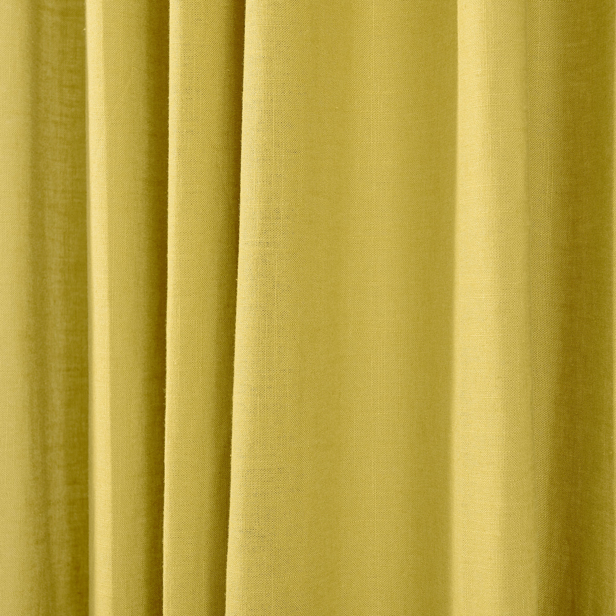 Edwina Linen-Cotton Curtains in Chartreuse, drape close up
