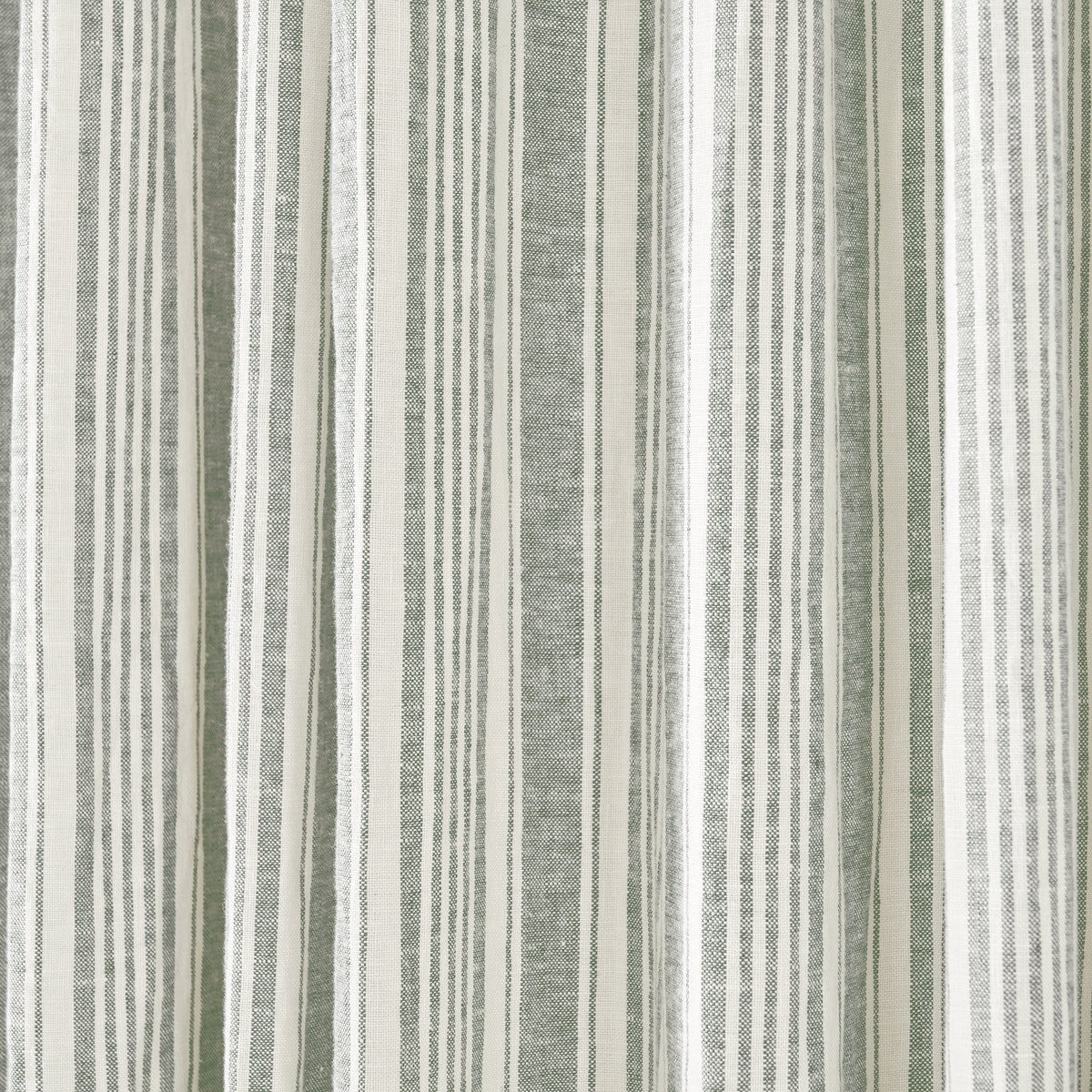 Carrick Striped Pure Linen Curtains in Juniper Ticking, drape close up