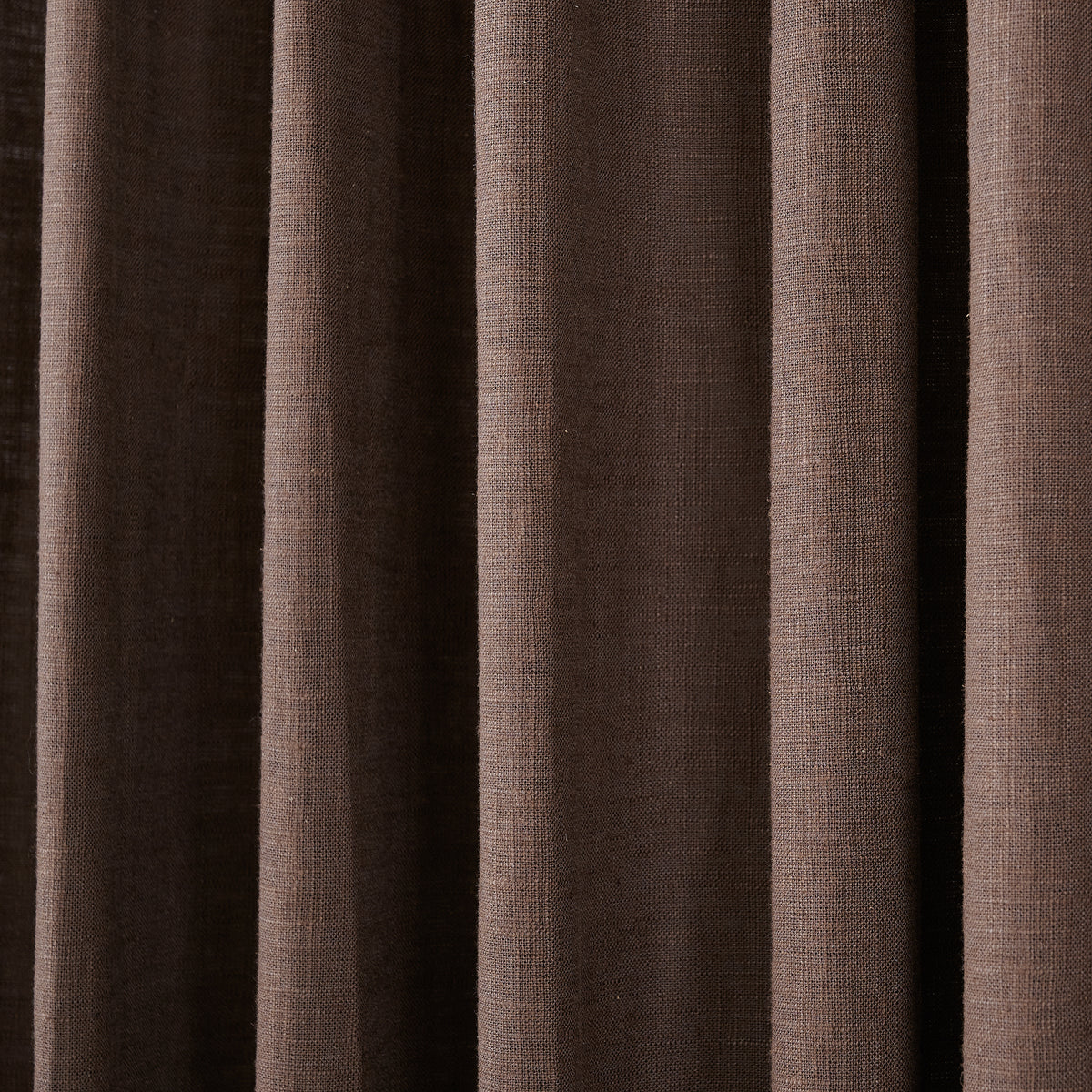 Edwina Linen-Cotton Curtains in Espresso, drape close up