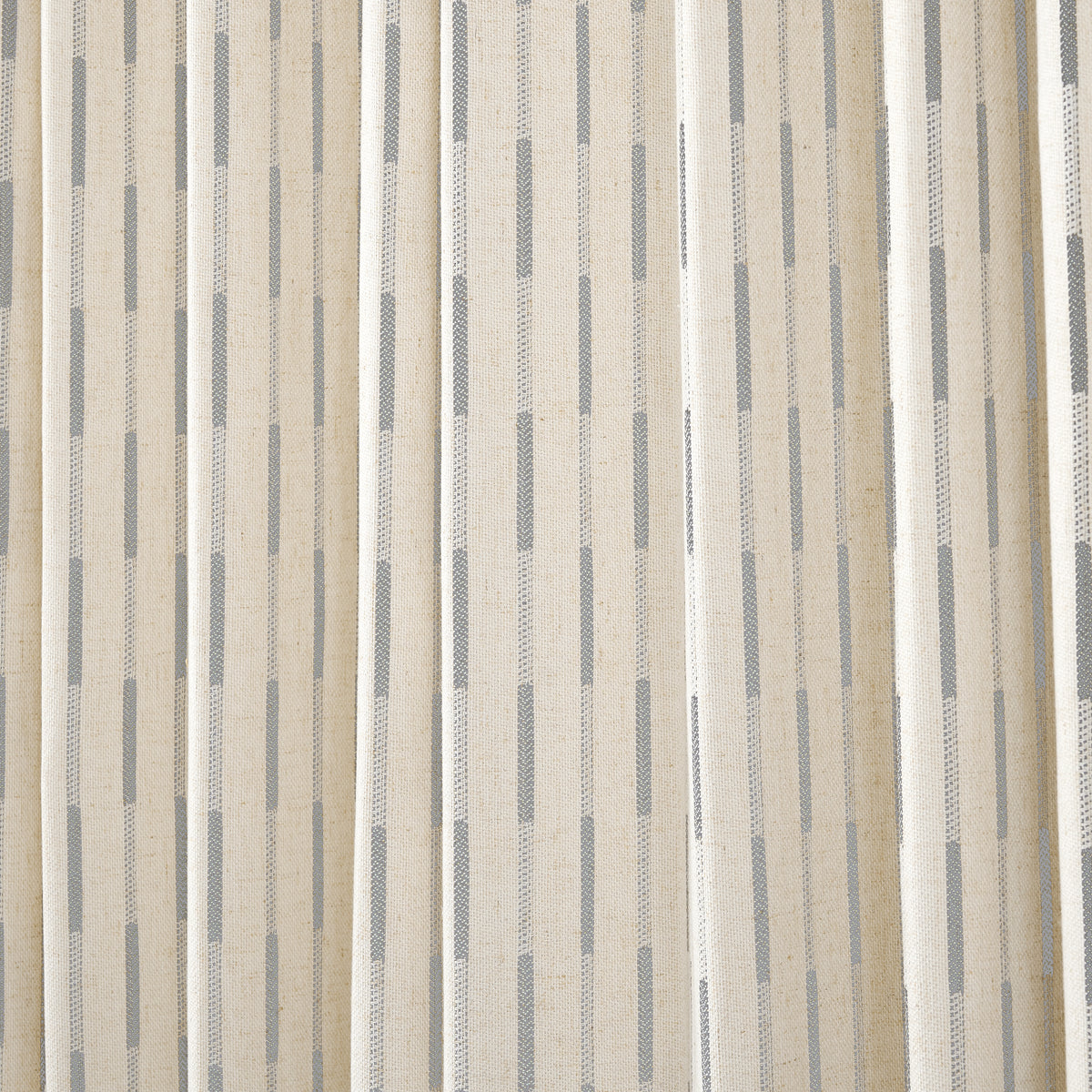 Ansel Dash Stripe Weave Curtains in Dove, drape close up