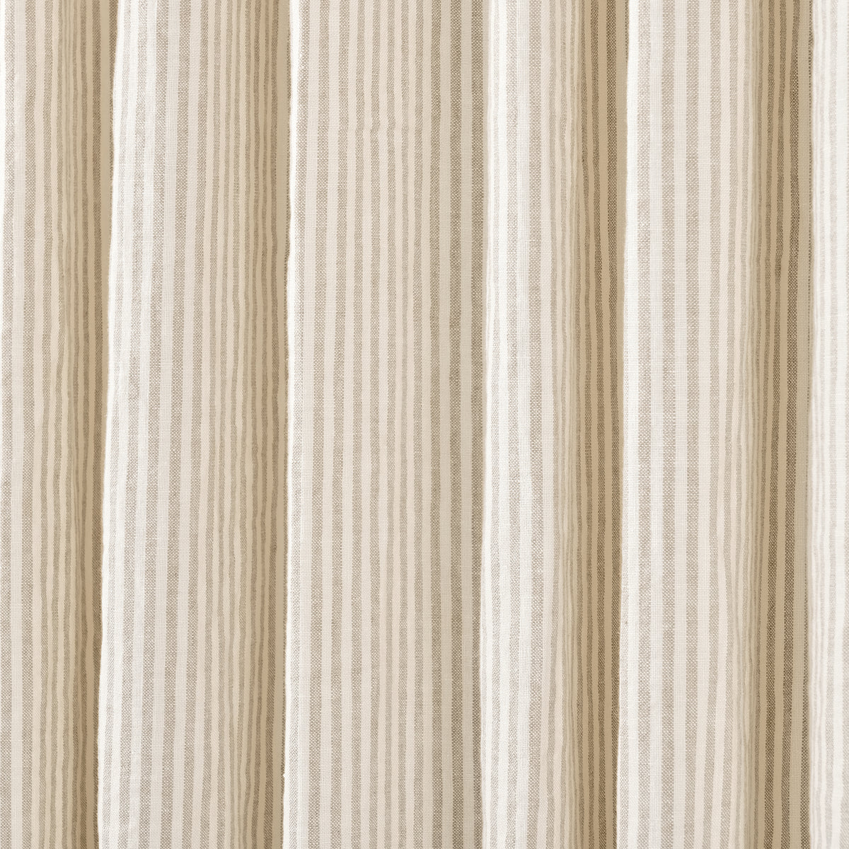 Carrick Striped Pure Linen Curtains in Flax Pinstripe, drape close up