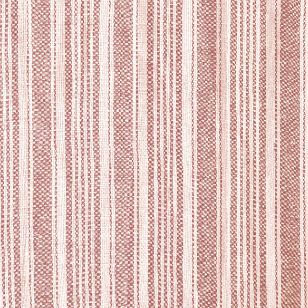 Carrick Striped Pure Linen Curtains in Madder Ticking, weave close up