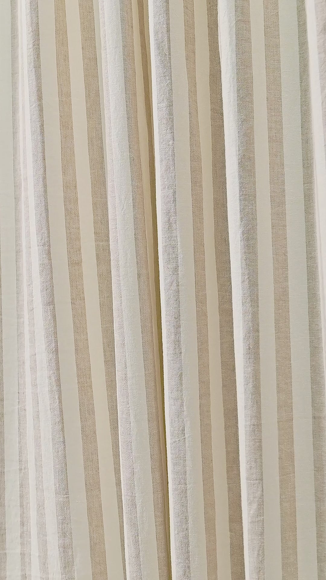 Carrick Striped Pure Linen Curtains in Flax Bold Check, drape video