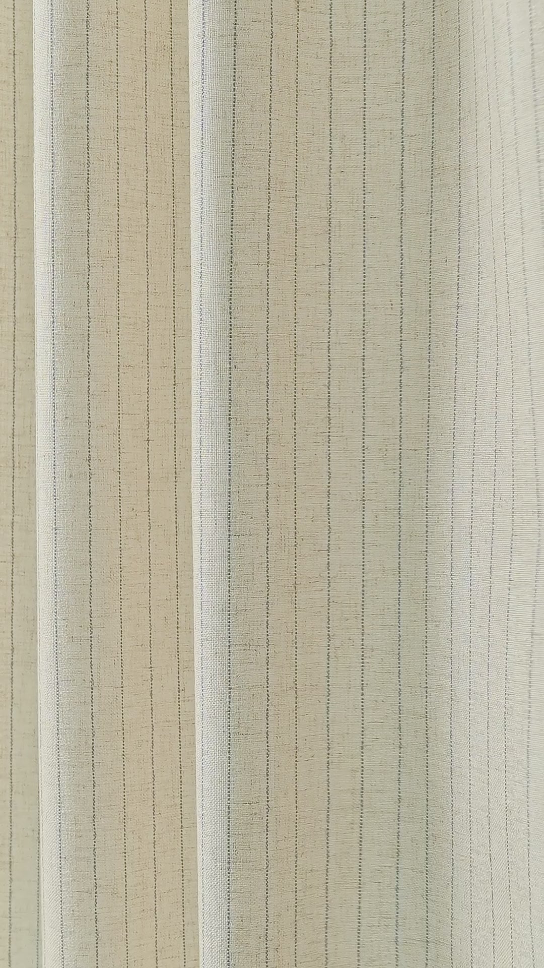Ansel Pinstripe Weave Curtains in Cool Ivory, drape video