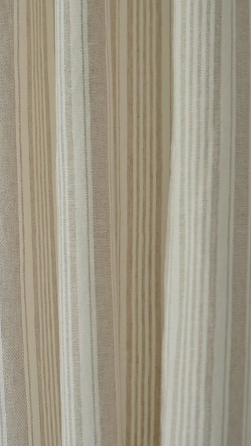Carrick Striped Pure Linen Curtains in Flax Ticking, drape video