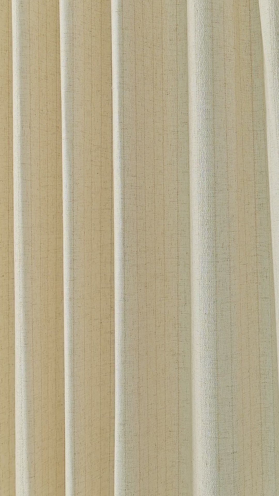 Ansel Pinstripe Weave Curtains in Deep Ivory, drape video