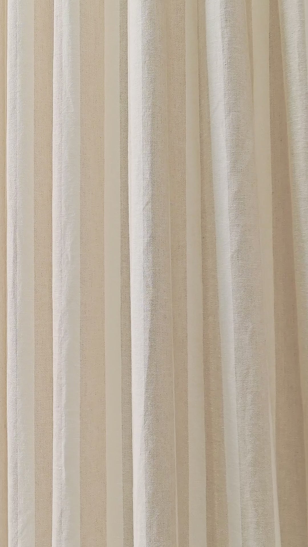 Carrick Striped Pure Linen Curtains in Flax Broad Stripe, drape video