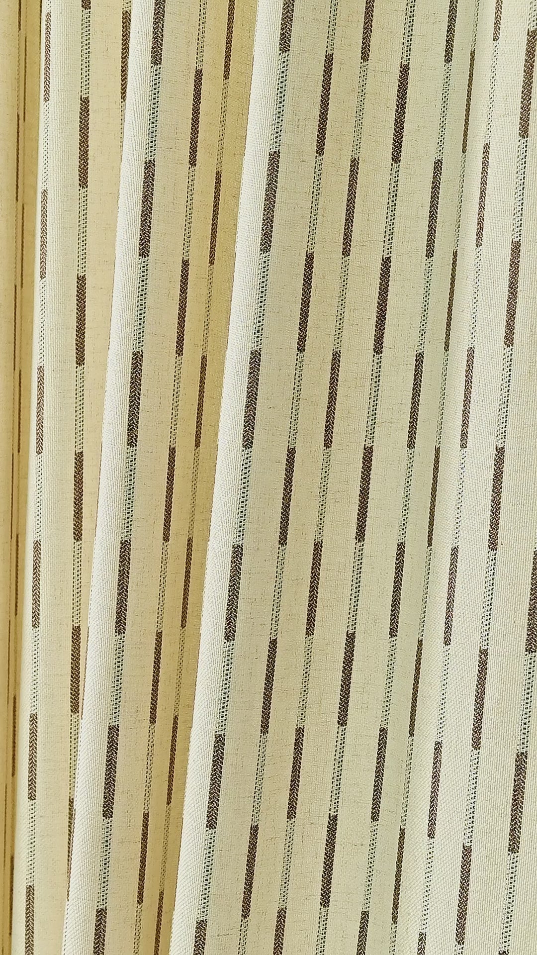 Ansel Dash Stripe Weave Curtains in Caramel, drape video