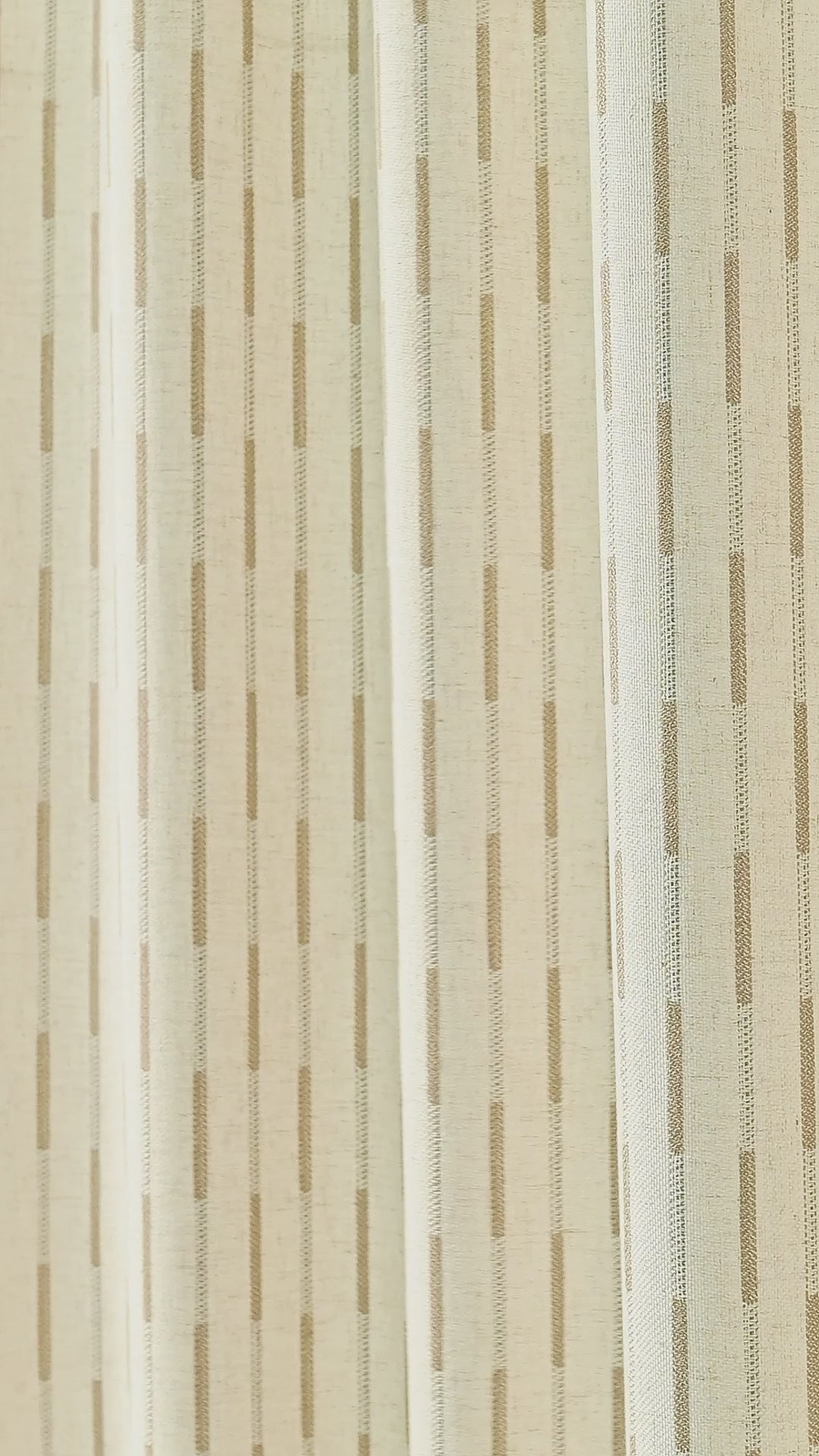 Ansel Dash Stripe Weave Curtains in Stone, drape video